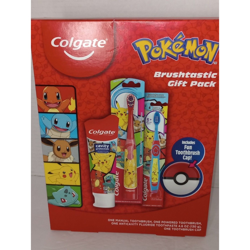 New Sealed Box Colgate Pokemon Brushtastic Gift Set Includes Fun Toothbrush Cap